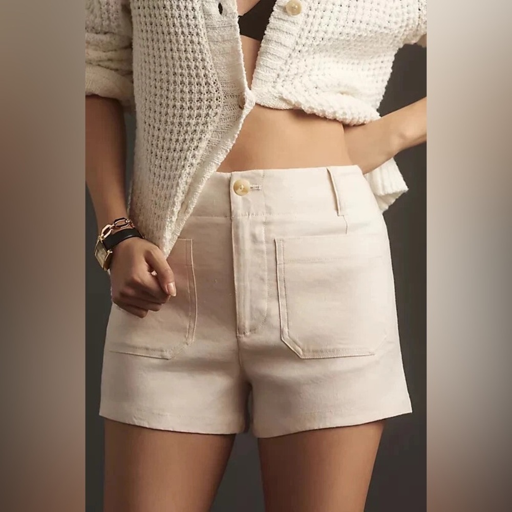Anthropologie Cream High Waist Shorts